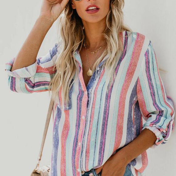 Tuscan Skies Button Up Top - Picture 2 of 7